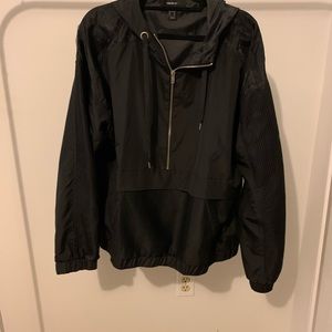 Black vinyl zip up hoodie with mesh detailing. Forever 21, never worn.